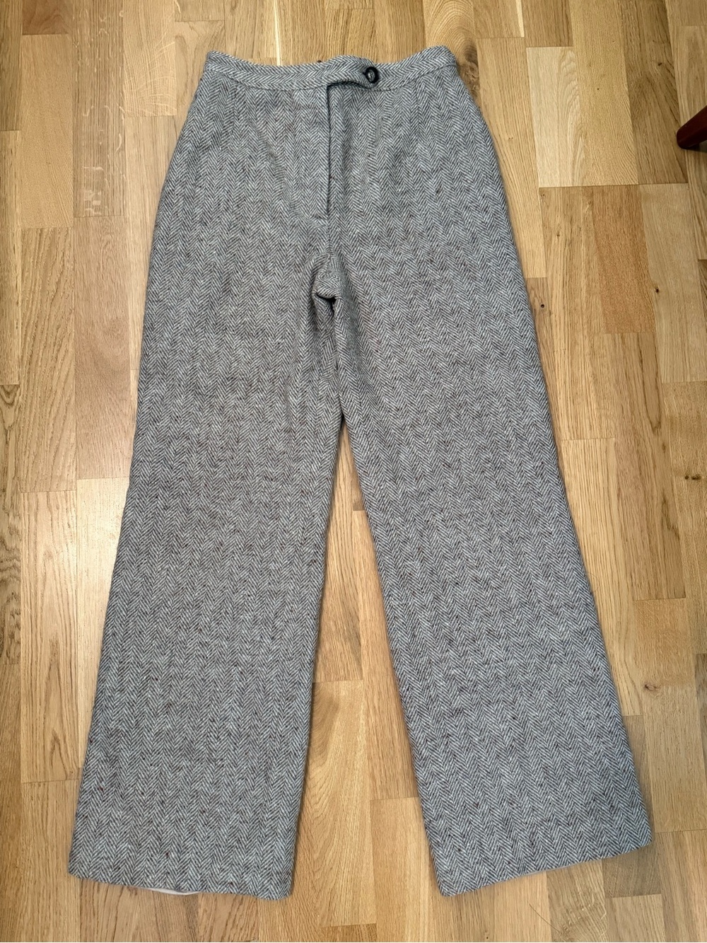 Evan Picone Gray Herringbone Wide-Leg Pants - Picture 5 of 8